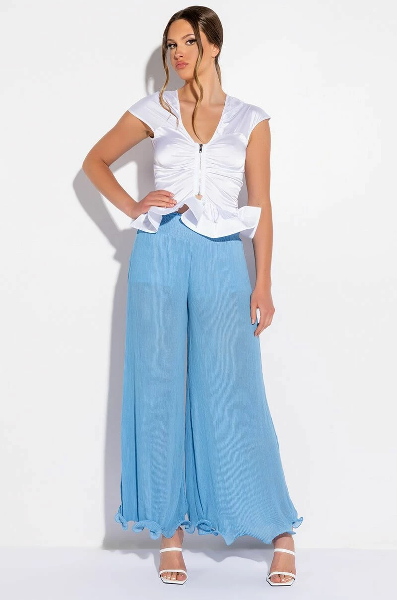 APEX SHORT SLEEVE SATIN PEPLUM BLOUSE - Image 2