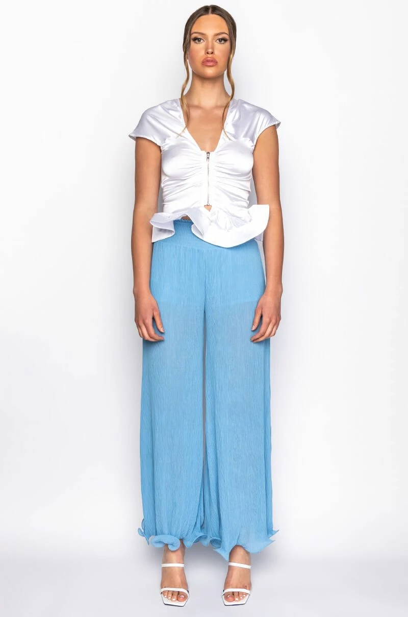 APEX SHORT SLEEVE SATIN PEPLUM BLOUSE - Image 7