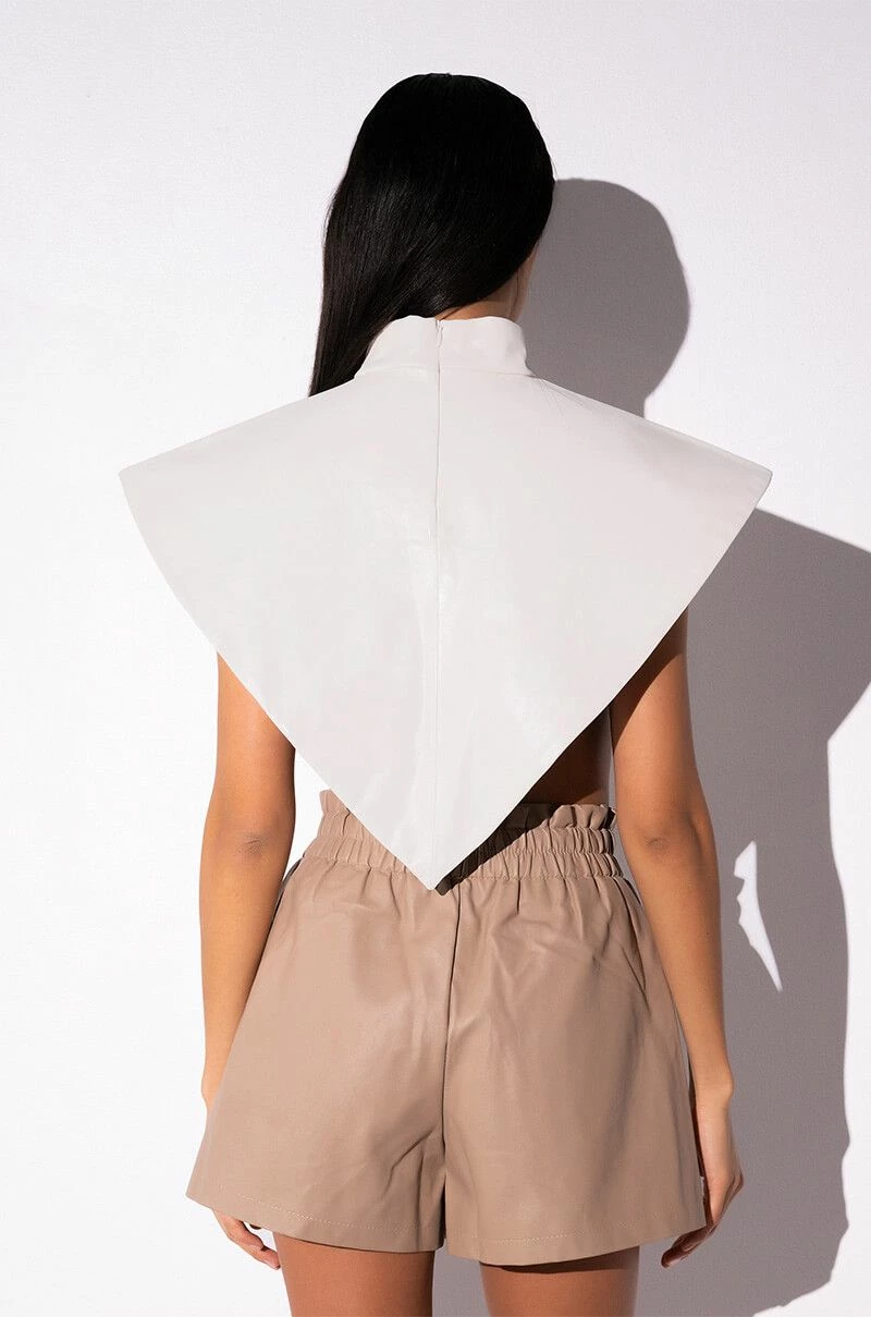 ARIA FAUX LEATHER MOCK NECK TRIANGLE BLOUSE - Image 10