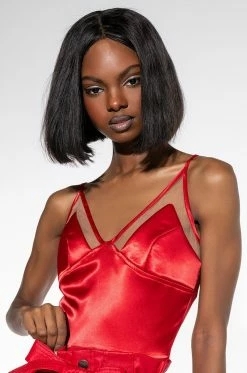 ASTERIA MESH PANEL SATIN BODYSUIT