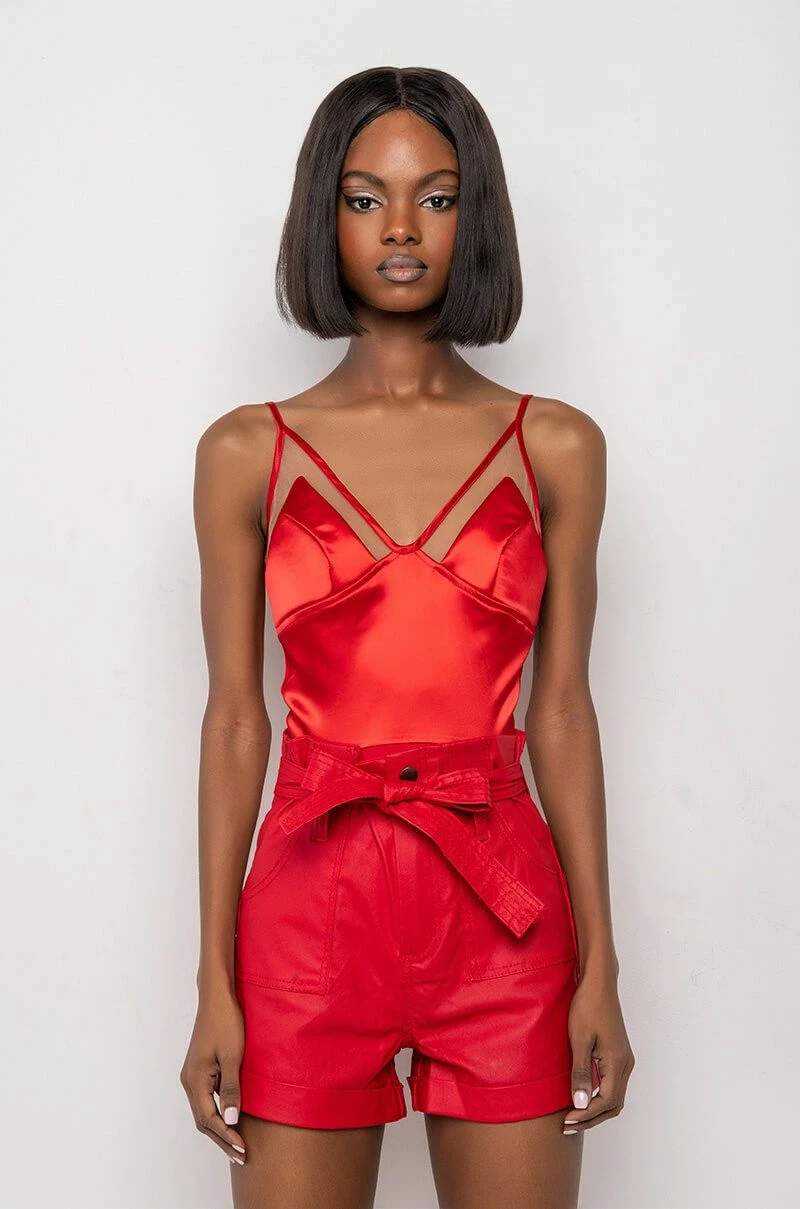 ASTERIA MESH PANEL SATIN BODYSUIT - Image 3