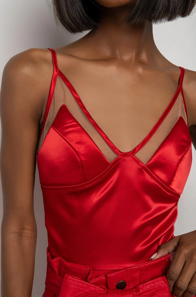 ASTERIA MESH PANEL SATIN BODYSUIT - Image 6