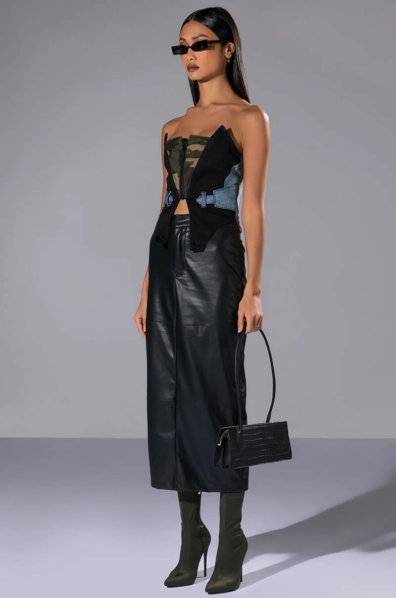 AVIATOR CAMO AND DENIM CORSET TOP - Image 5