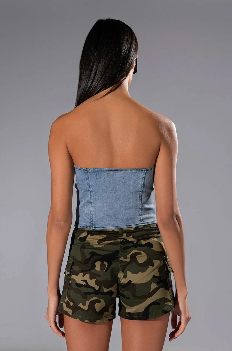 AVIATOR CAMO AND DENIM CORSET TOP - Image 8