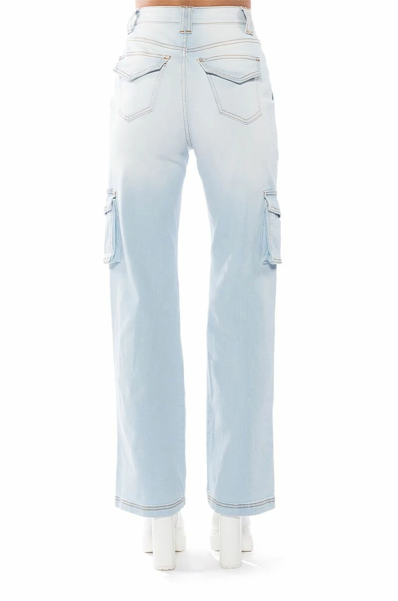 BE REAL DISTRESSED CARGO HIGH RISE JEANS - Image 7