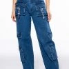 CALYPSO MID RISE WIDE LEG JEANS