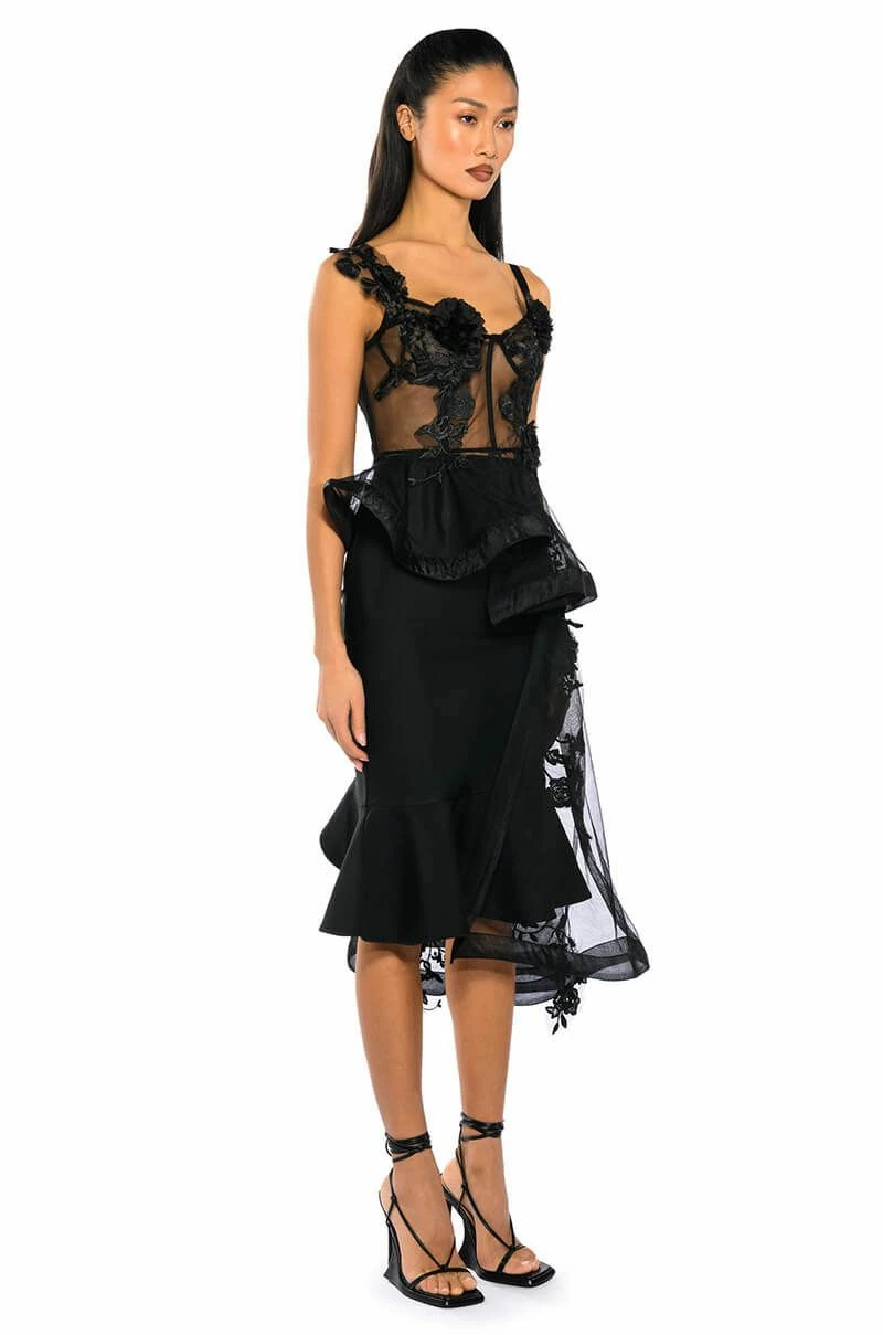 CAMILLA FLORAL EMBROIDERED HIGH LOW PEPLUM TOP - Image 2