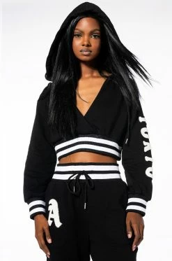 COLLEGIATE TOKYO NIGHTS CROPPED HOODED SWEATSHIRT