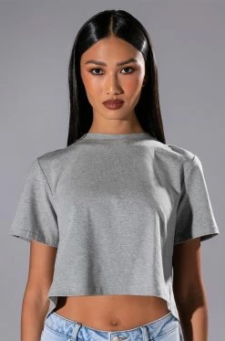 CURTAIN CALL OPEN BACK RHINESTONE CREW NECK TSHIRT