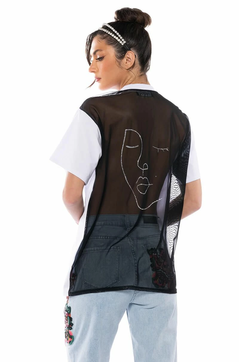 DAY AND NIGHT EMBELLISHED GRAPHIC OVERSIZED TSHIRT - Image 2