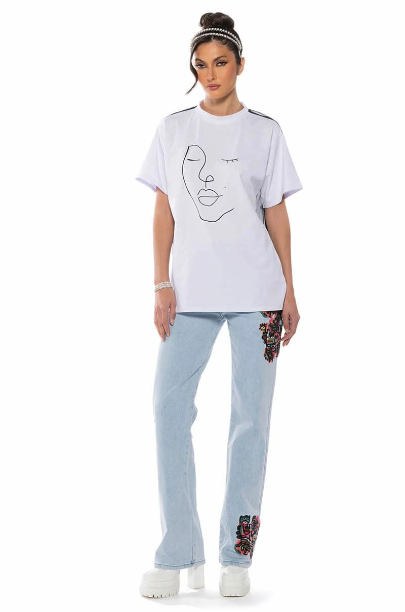 DAY AND NIGHT EMBELLISHED GRAPHIC OVERSIZED TSHIRT - Image 3