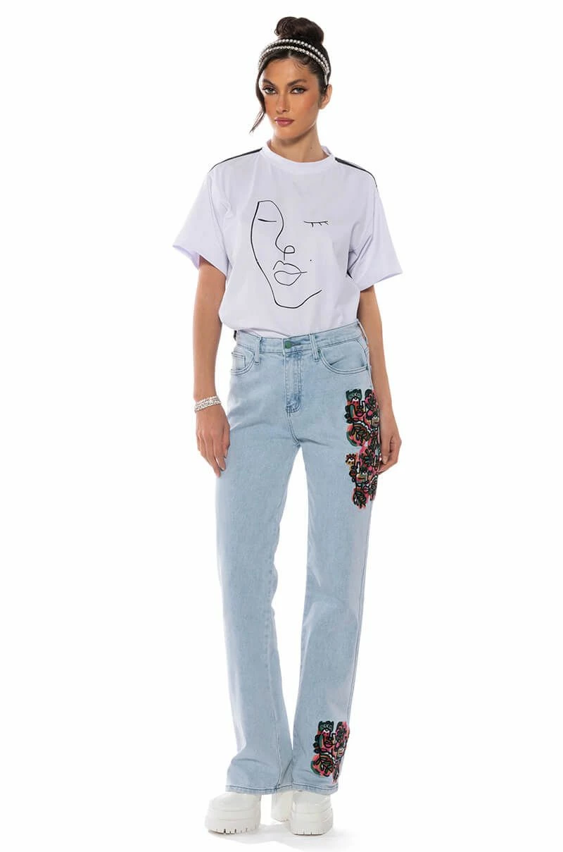 DAY AND NIGHT EMBELLISHED GRAPHIC OVERSIZED TSHIRT - Image 4