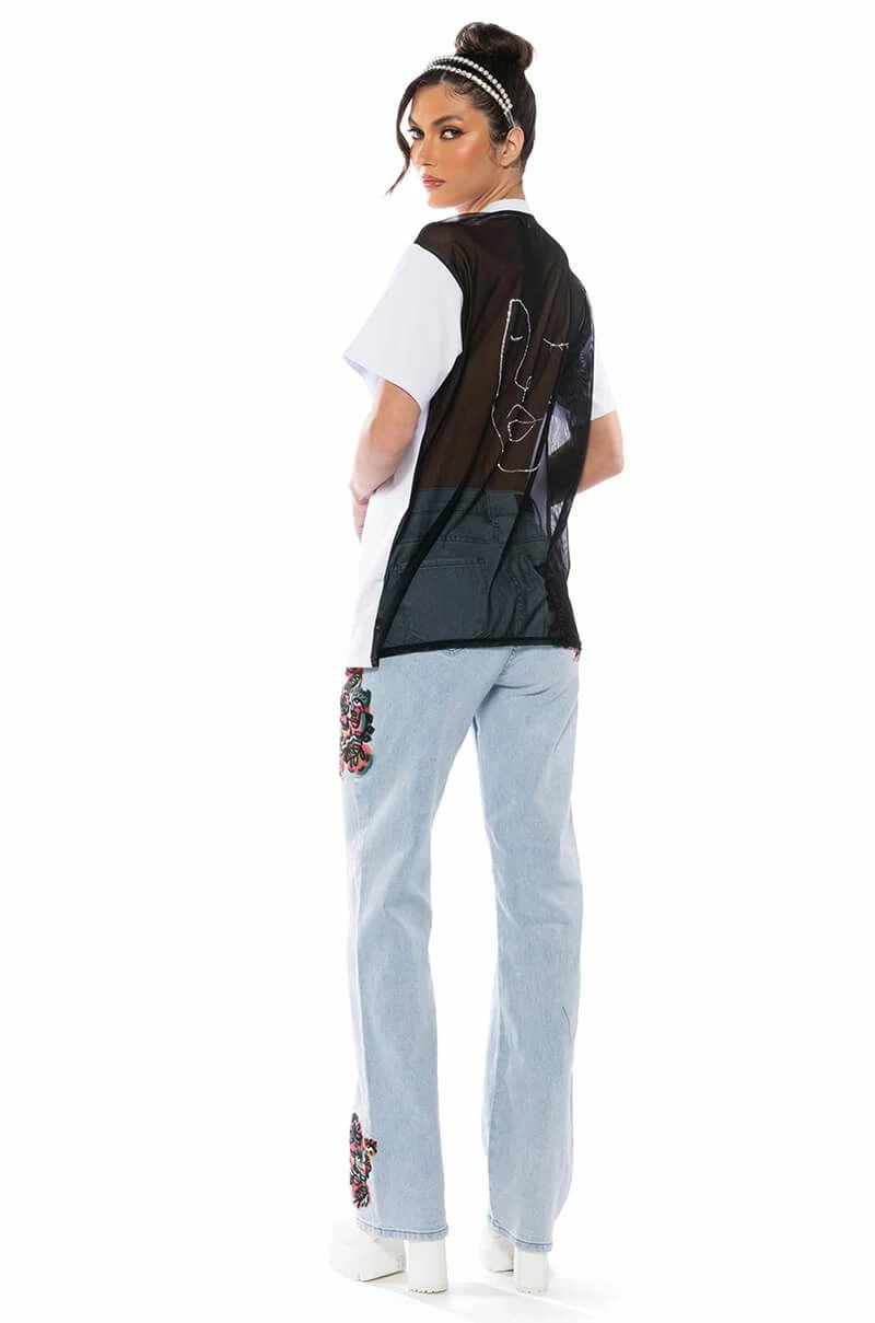 DAY AND NIGHT EMBELLISHED GRAPHIC OVERSIZED TSHIRT - Image 5