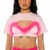 DIONNE FEATHER TRIM BRA AND ULTRA CROP TSHIRT SET