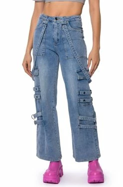 DONT TAKE HIM BACK WIDE LEG SUSPENDER CARGO JEANS