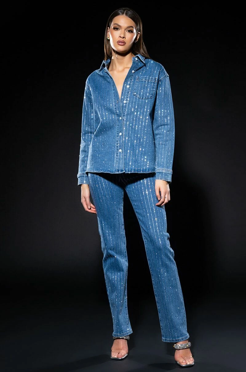 EFFORTLESS GLAM RHINESTONE STRIPE STRAIGHT LEG JEAN - Image 3