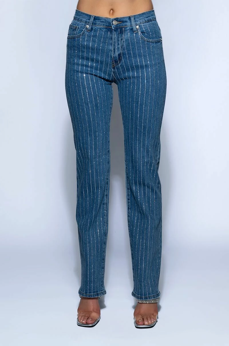 EFFORTLESS GLAM RHINESTONE STRIPE STRAIGHT LEG JEAN - Image 6
