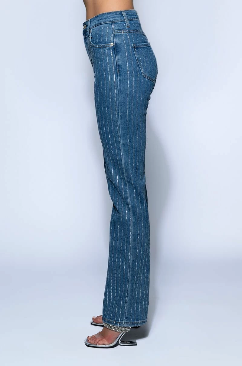 EFFORTLESS GLAM RHINESTONE STRIPE STRAIGHT LEG JEAN - Image 7