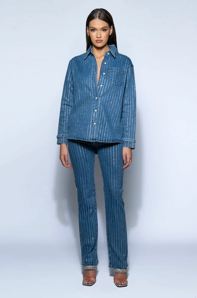 EFFORTLESS GLAM RHINESTONE STRIPE STRAIGHT LEG JEAN - Image 5