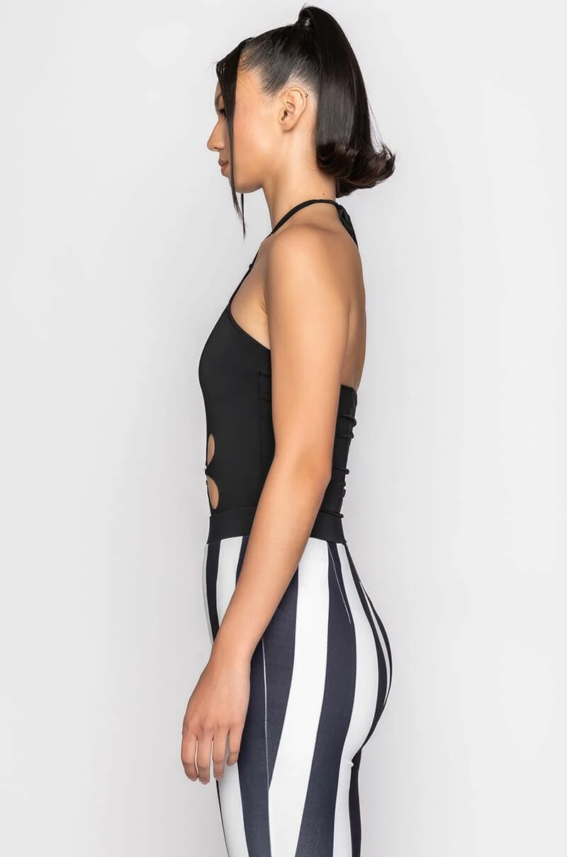 FAR OUT FLORAL CUT OUT HALTER BODYSUIT - Image 4