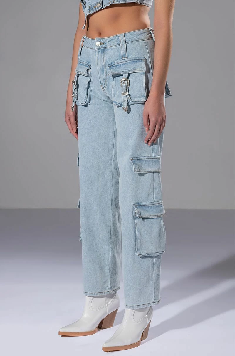 FOR REAL BUCKLE DETAIL RELAXED FIT JEANS - Image 2