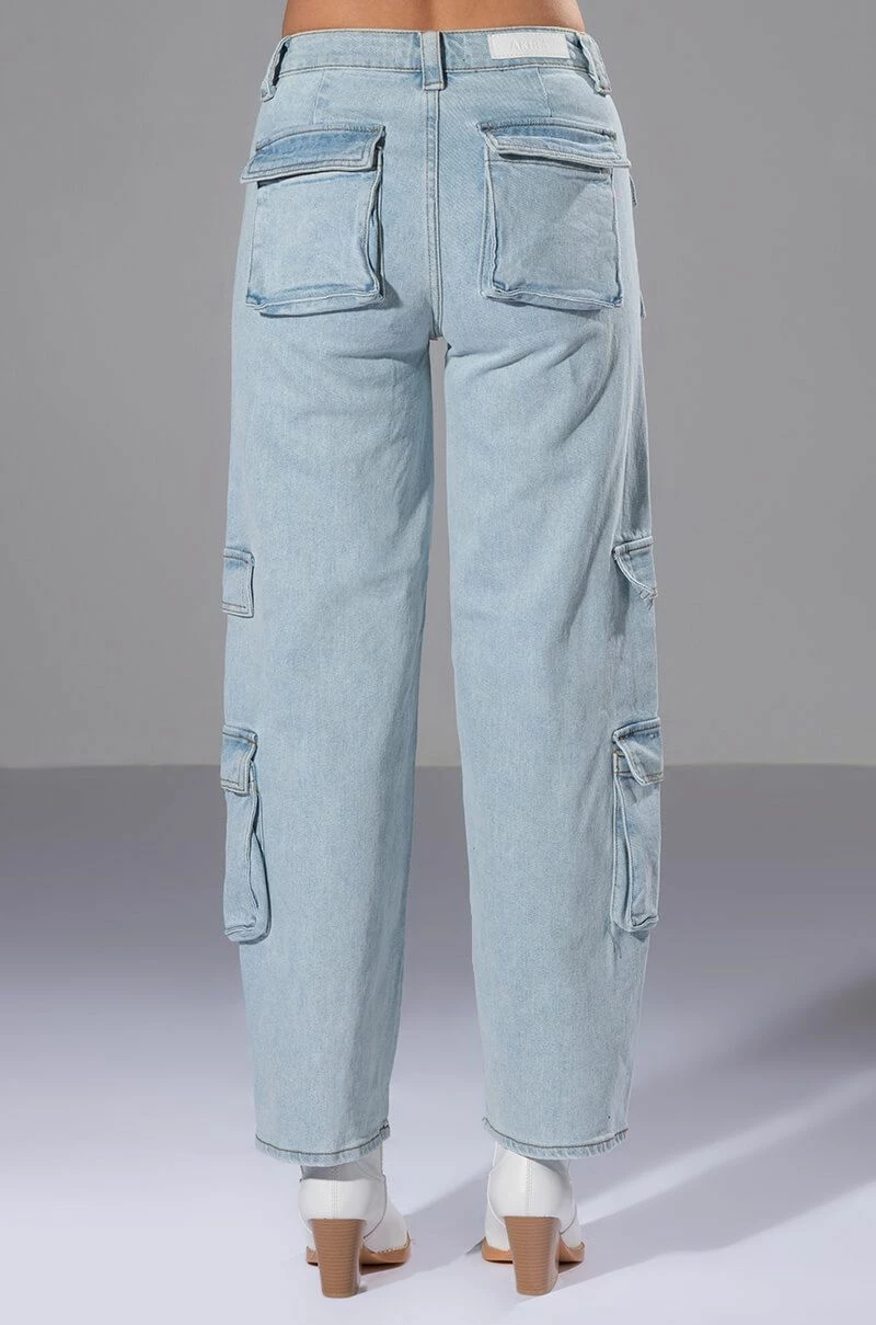 FOR REAL BUCKLE DETAIL RELAXED FIT JEANS - Image 5