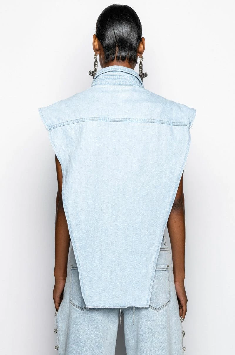 FROM ANY ANGLE LIGHT WASH ANGLED DENIM VEST - Image 3
