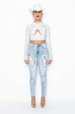 GLAMOUR RHINESTONE SKINNY JEANS