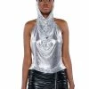 IN MY MIND HIGH SHINE HOODED CHAINMAIL TOP