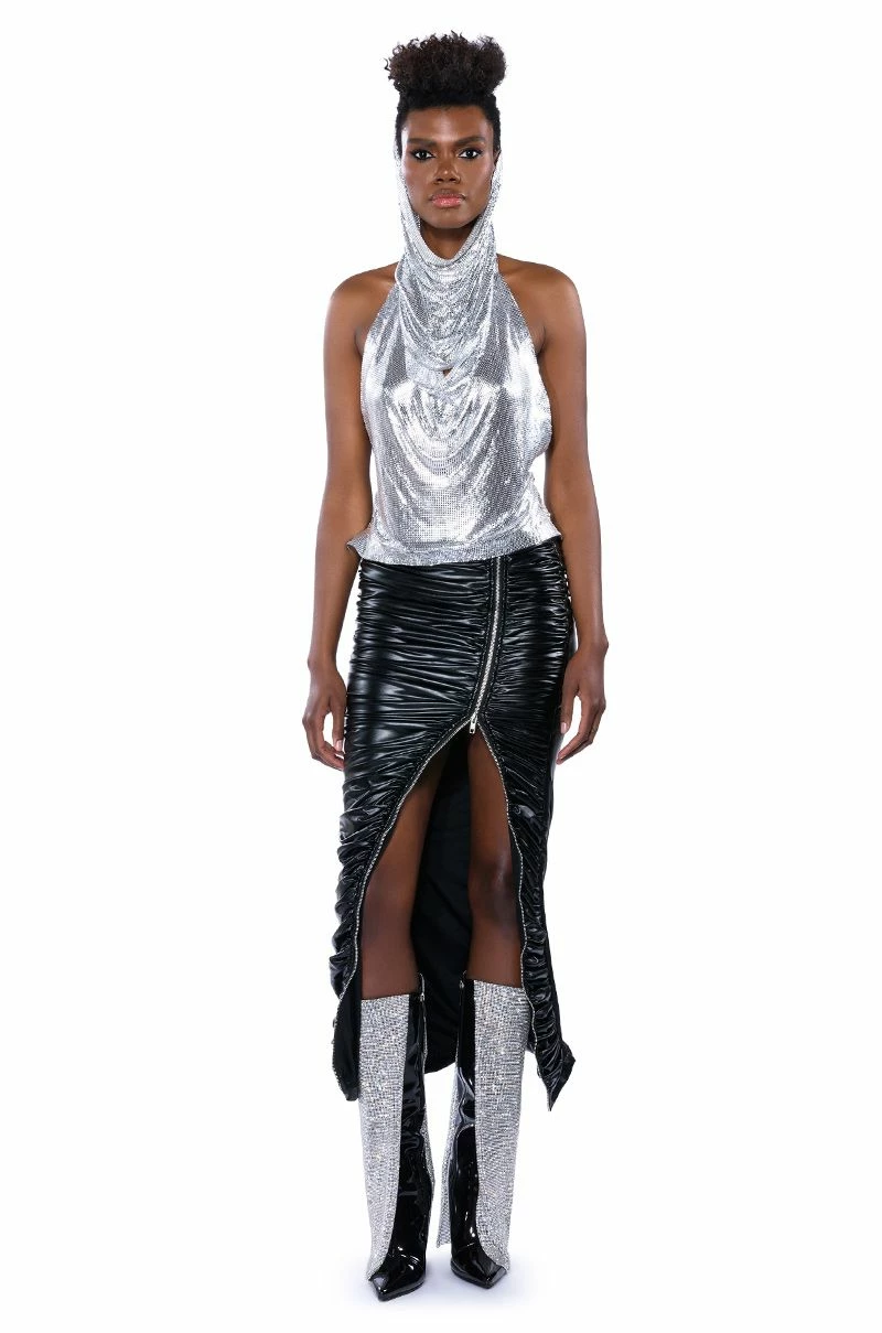 IN MY MIND HIGH SHINE HOODED CHAINMAIL TOP - Image 3
