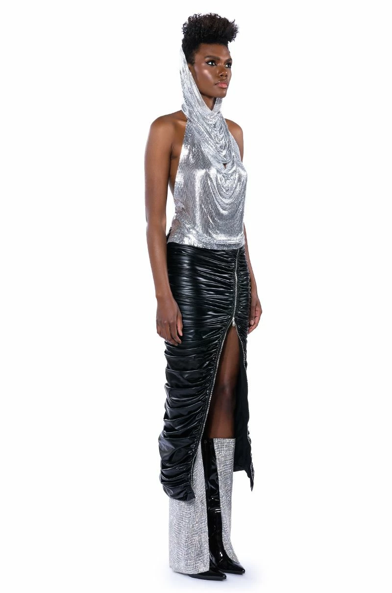 IN MY MIND HIGH SHINE HOODED CHAINMAIL TOP - Image 5