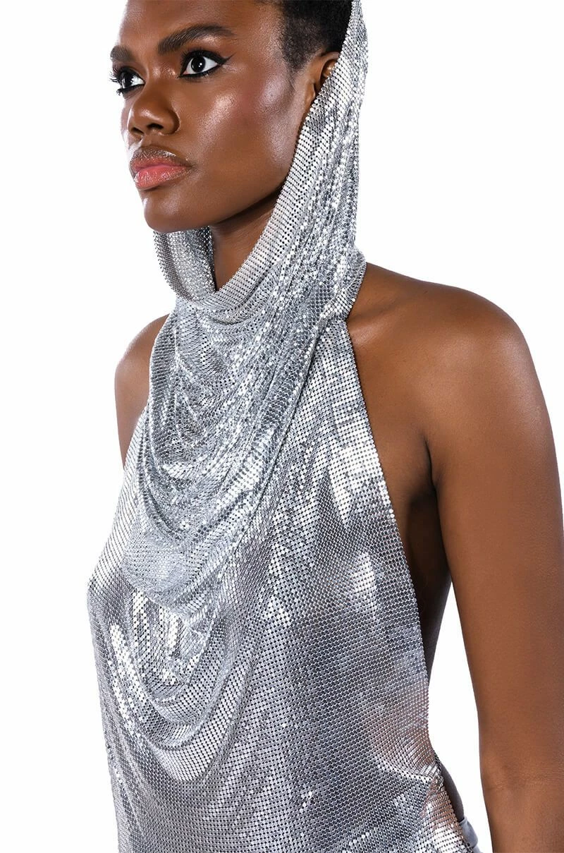 IN MY MIND HIGH SHINE HOODED CHAINMAIL TOP - Image 8
