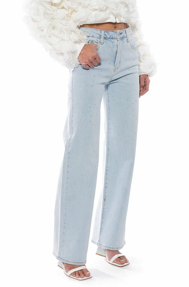 JILLIAN EMBELLISHED WIDE LEG JEANS