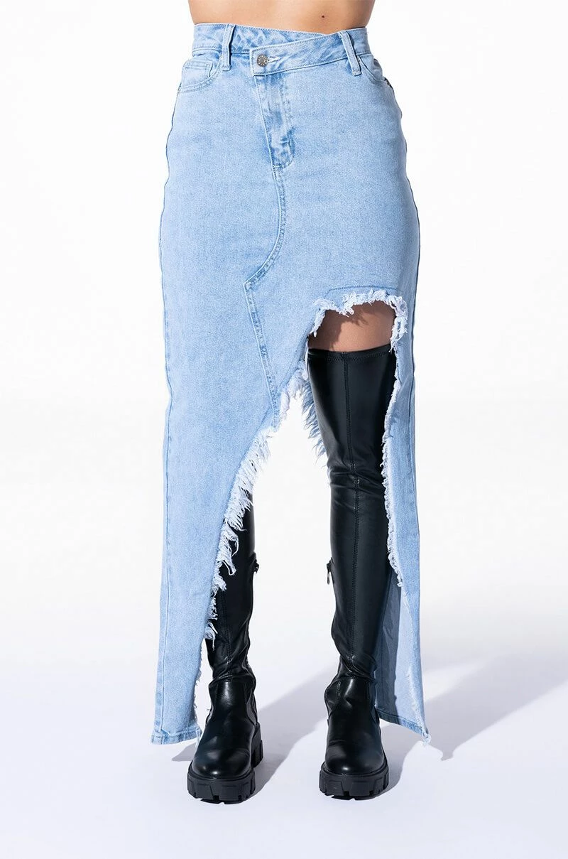 JUST WANNA DANCE HIGH LOW DENIM SKIRT - Image 8