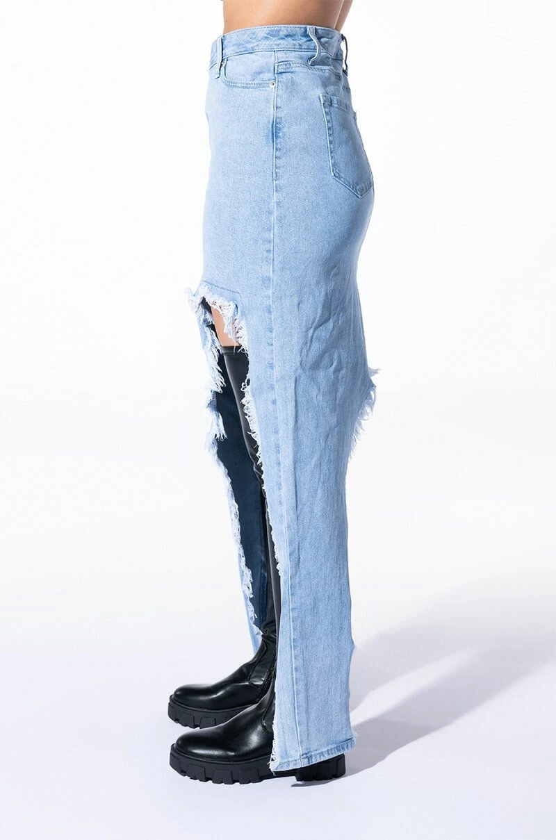 JUST WANNA DANCE HIGH LOW DENIM SKIRT - Image 9