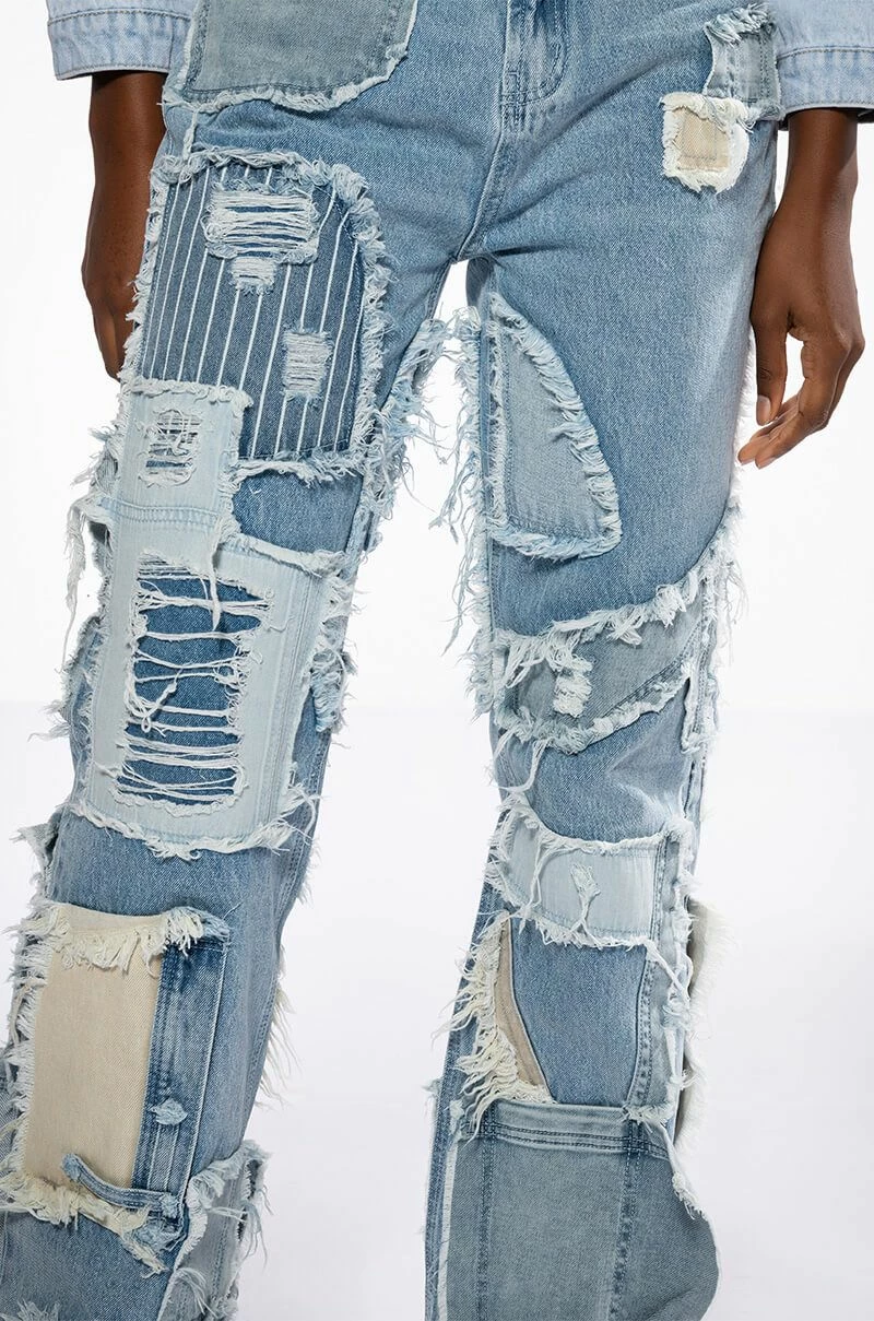 LEON PATCHWORK HIGH RISE STRAIGHT LEG JEANS - Image 7