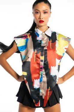 LIVIN IT UP BUTTON DOWN BLOUSE