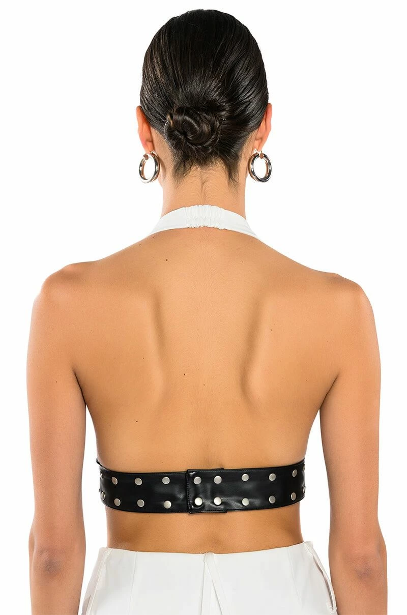 LUMA LOW V NECK HALTER BLOUSE WITH BELT - Image 3