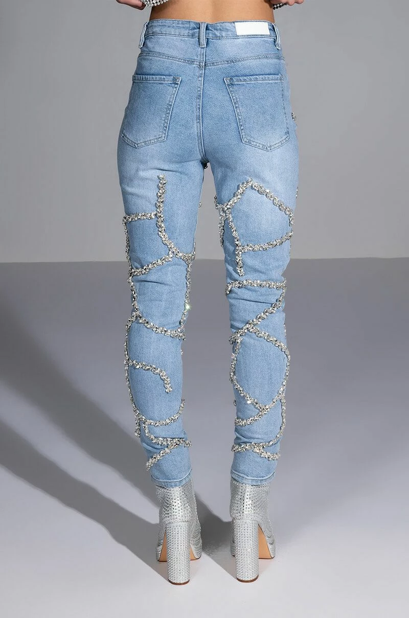 MAKE A WISH RHINESTONE HIGH WAISTED SKINNY JEAN - Image 12