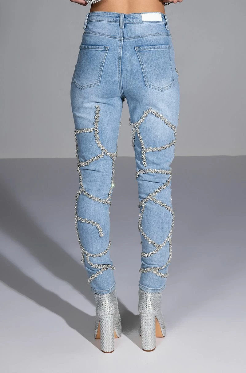 MAKE A WISH RHINESTONE HIGH WAISTED SKINNY JEAN - Image 13