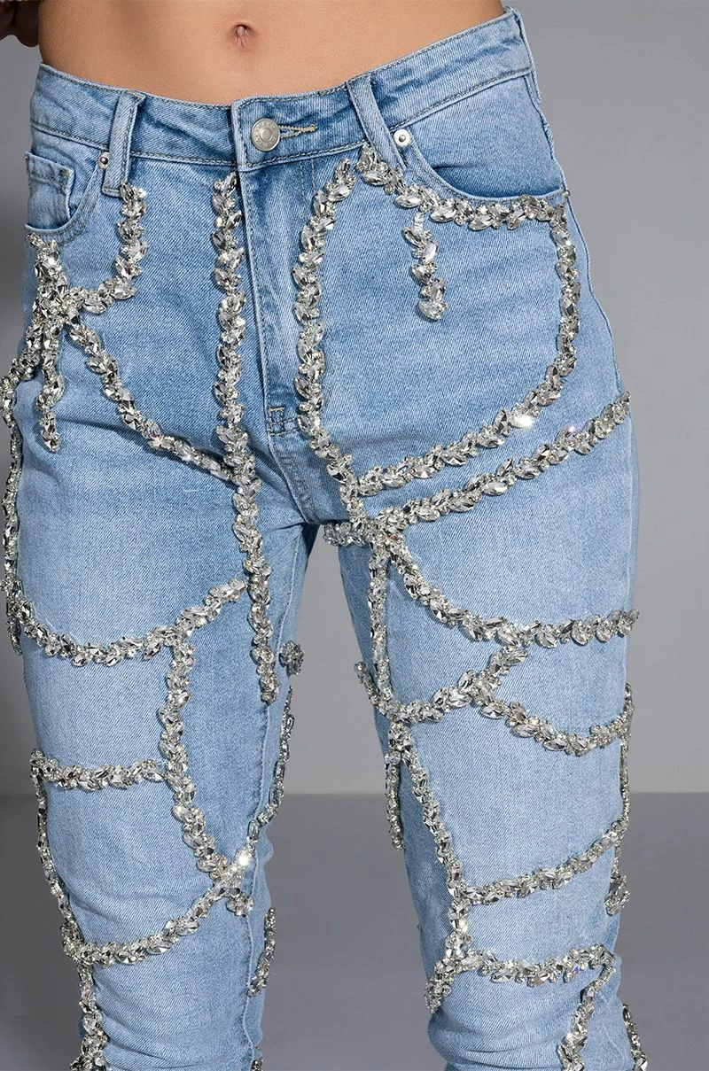 MAKE A WISH RHINESTONE HIGH WAISTED SKINNY JEAN - Image 14