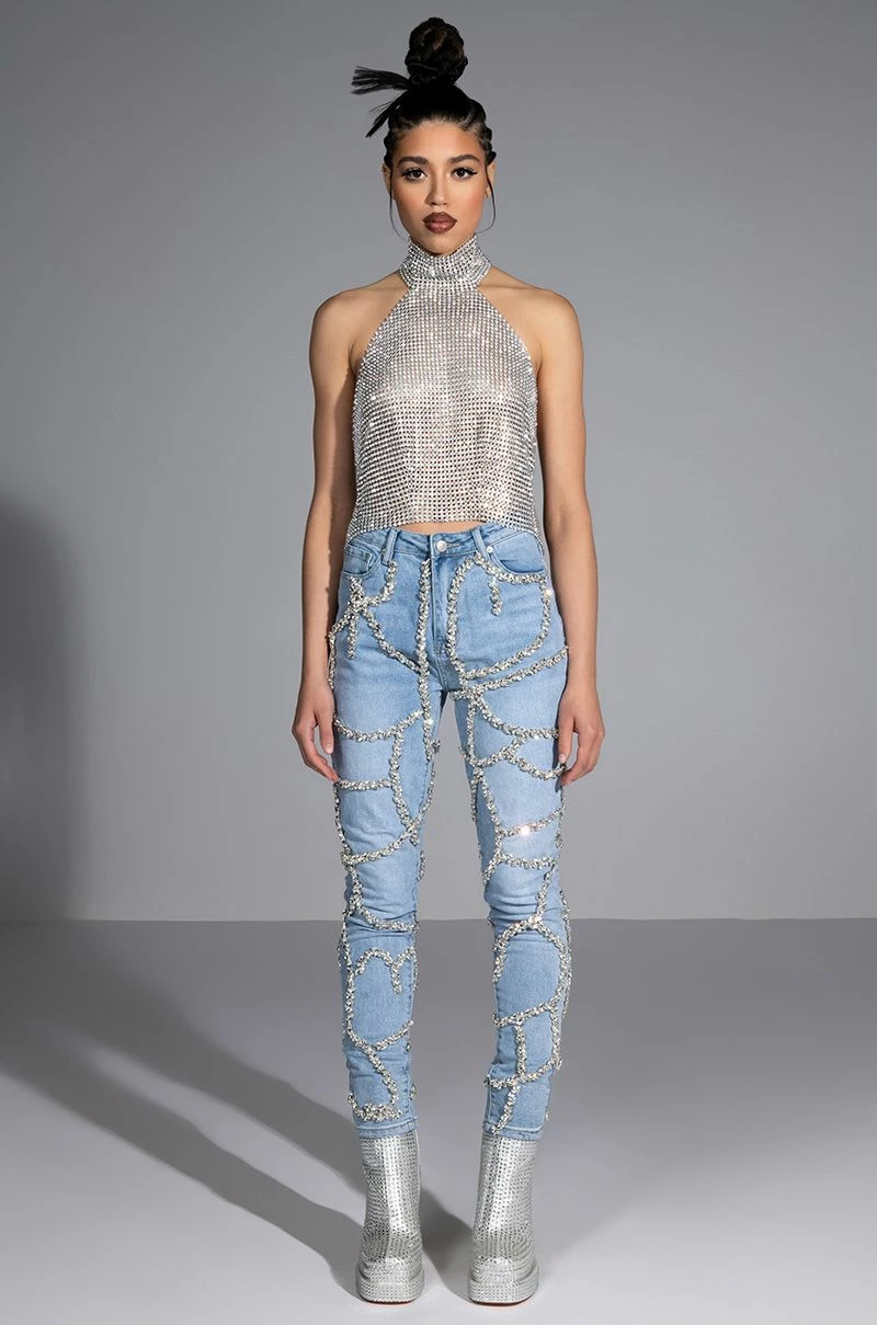 MAKE A WISH RHINESTONE HIGH WAISTED SKINNY JEAN - Image 7