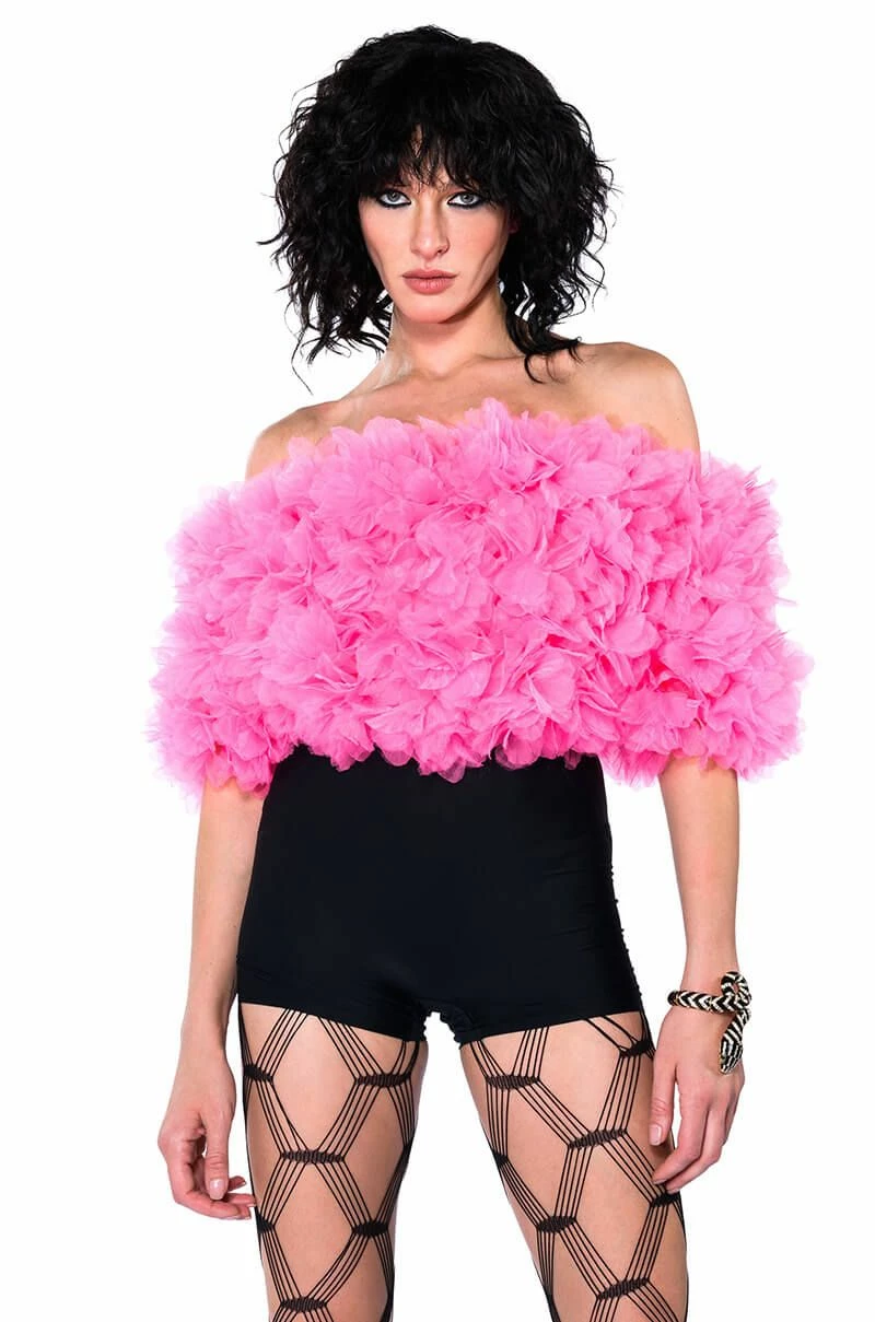 MAKING THE CUT 3D FLORAL OFF SHOULDER CROP TOP - Image 6