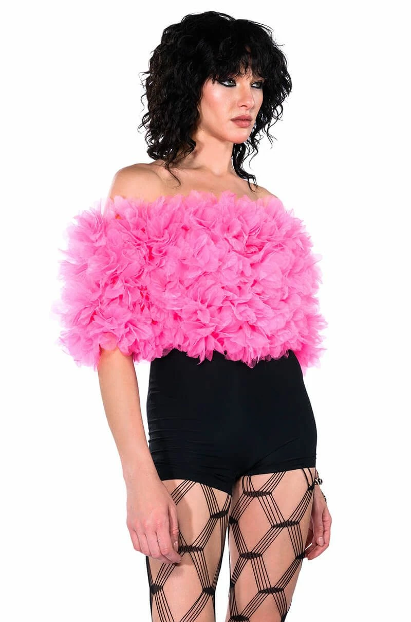 MAKING THE CUT 3D FLORAL OFF SHOULDER CROP TOP - Image 7