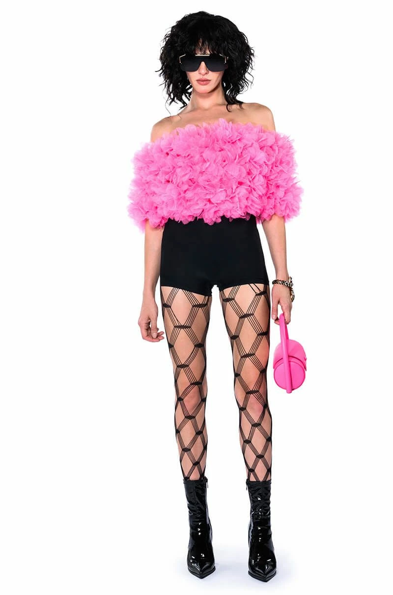 MAKING THE CUT 3D FLORAL OFF SHOULDER CROP TOP - Image 8