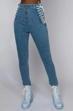 MARGOT LACE UP SKINNY JEANS
