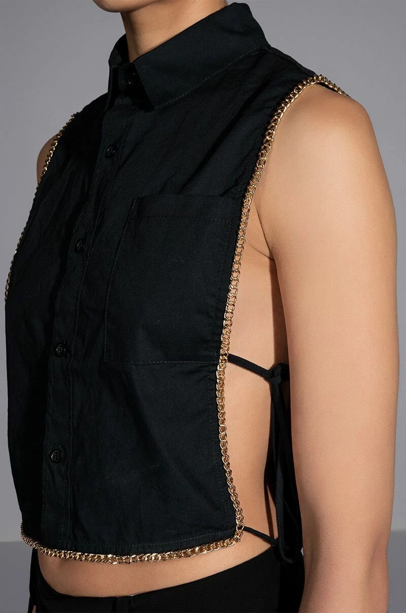 MY TIME BUTTON DOWN SLEEVELESS BLOUSE - Image 6