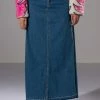NATALIE DOUBLE SIDE SLIT DENIM SKIRT