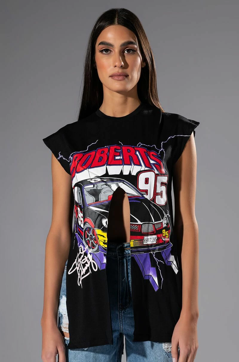 NEED FOR SPEED TIE FRONT T SHIRT