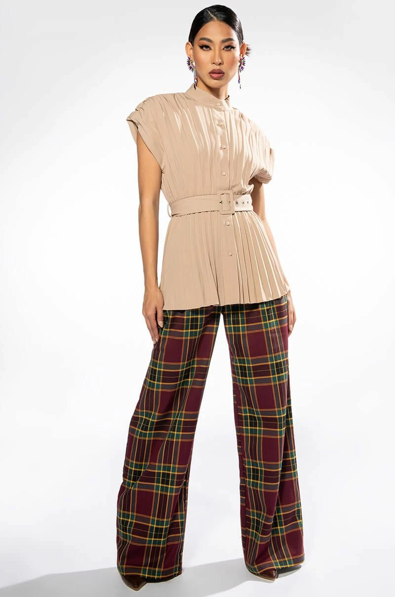 NEW ME PLEATED BUTTON DOWN BLOUSE - Image 2